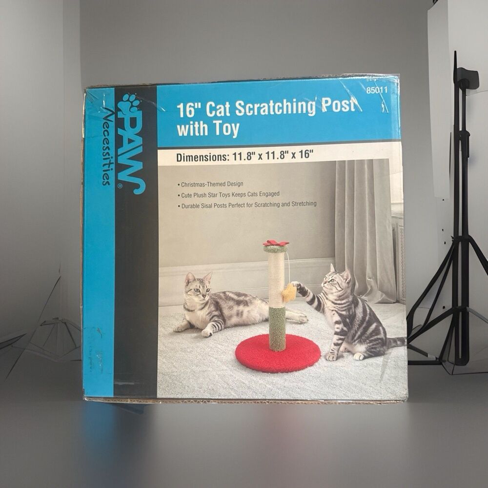 16" Cat Scratching Post With Toy Christmas themed Designed